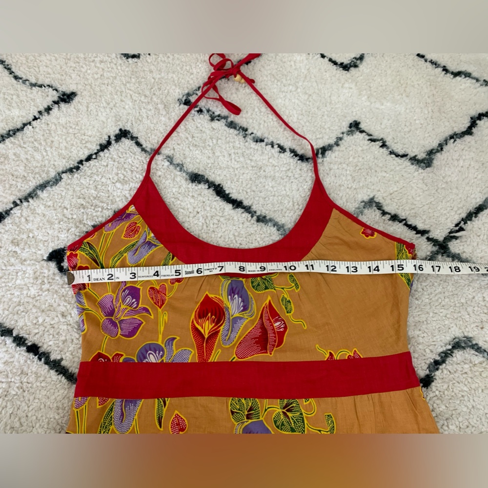 Vintage Y2K Sweetees Floral Halter Dress - Yellow with Red Trim - Picture 8 of 11